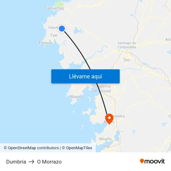 Dumbría to O Morrazo map