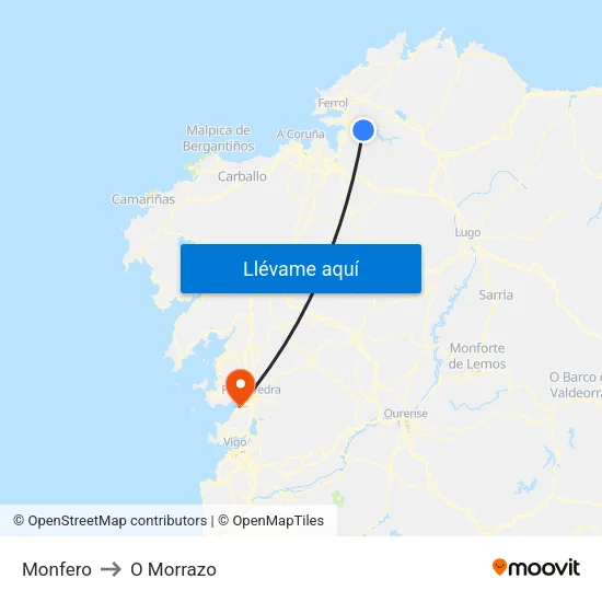Monfero to O Morrazo map