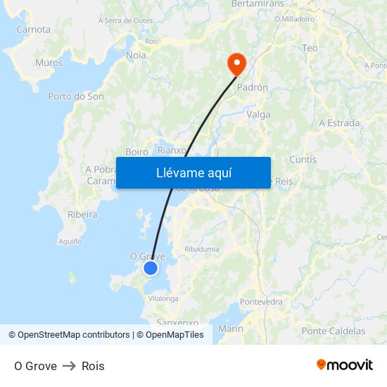 O Grove to Rois map