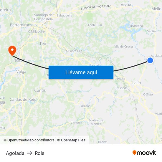 Agolada to Rois map