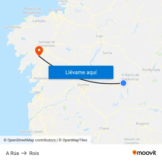 A Rúa to Rois map