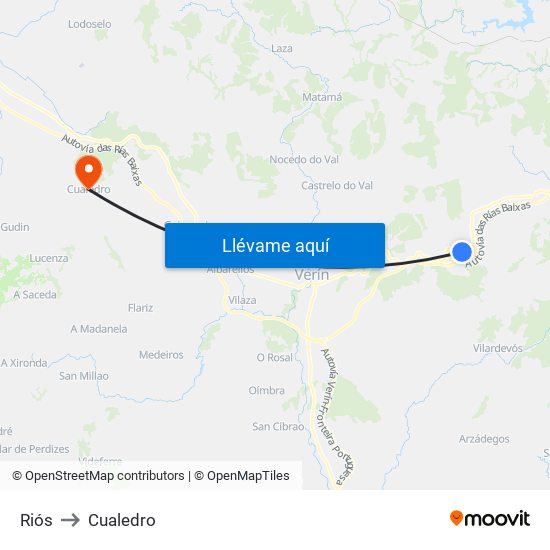 Riós to Cualedro map
