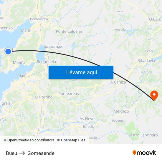 Bueu to Gomesende map