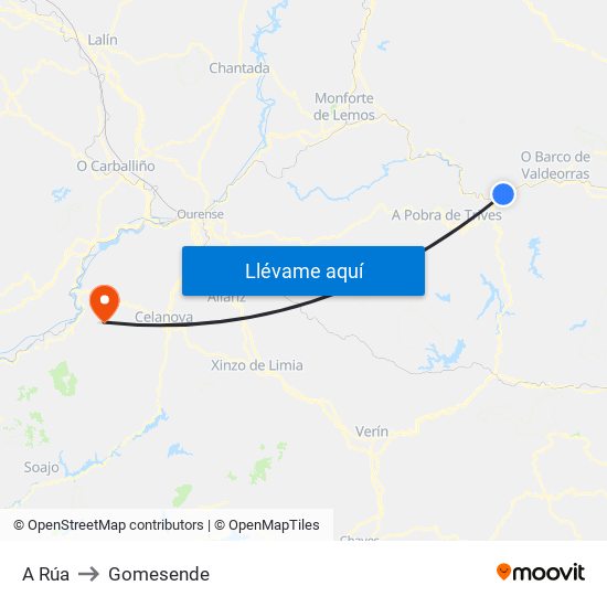 A Rúa to Gomesende map