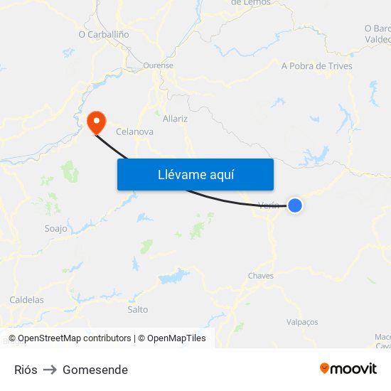 Riós to Gomesende map