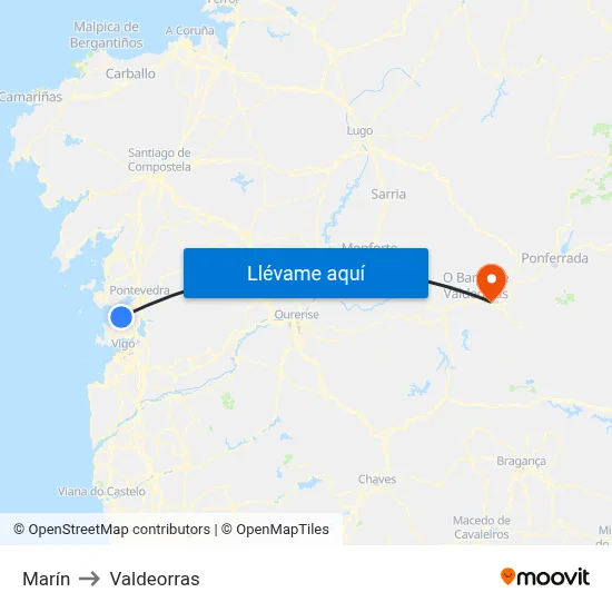 Marín to Valdeorras map