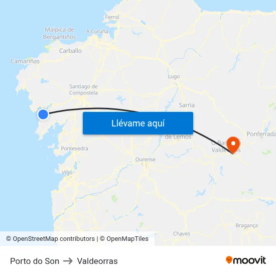 Porto do Son to Valdeorras map