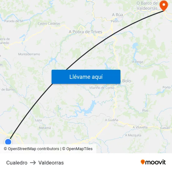 Cualedro to Valdeorras map