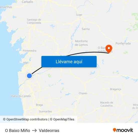 O Baixo Miño to Valdeorras map