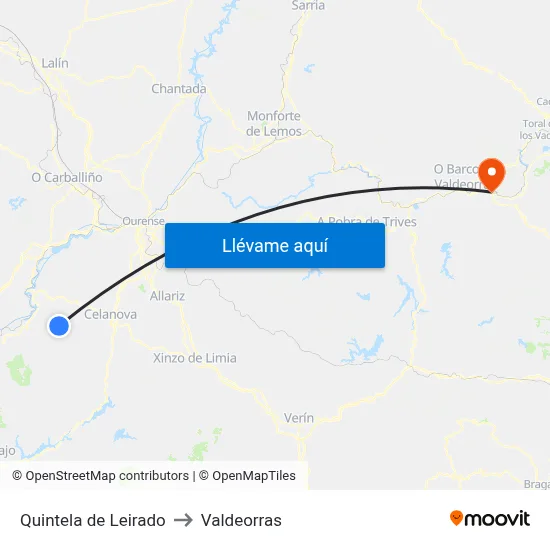 Quintela de Leirado to Valdeorras map