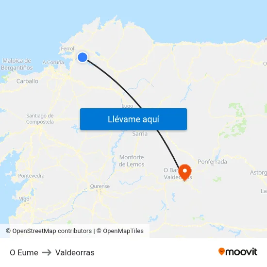 O Eume to Valdeorras map