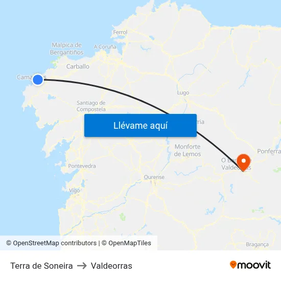 Terra de Soneira to Valdeorras map