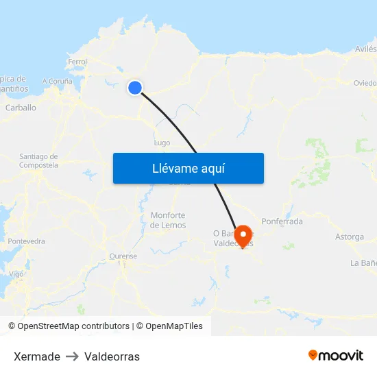 Xermade to Valdeorras map