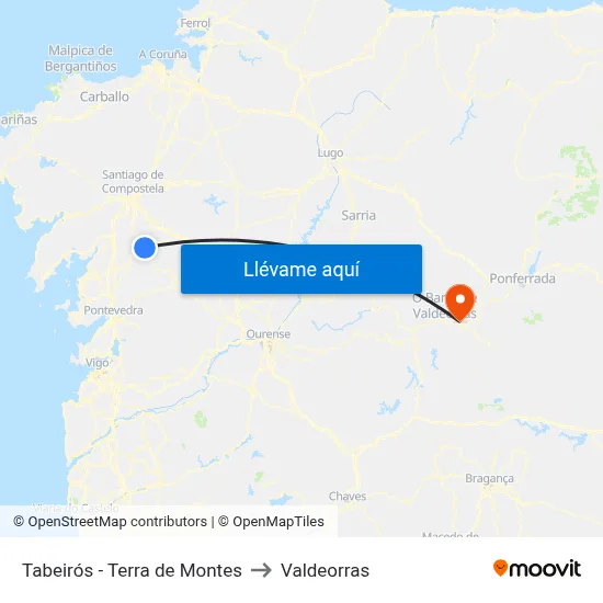 Tabeirós - Terra de Montes to Valdeorras map