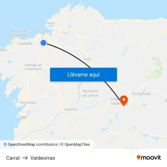 Carral to Valdeorras map