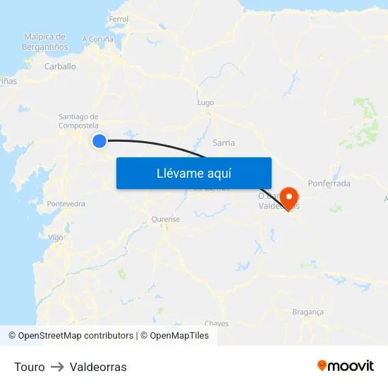 Touro to Valdeorras map