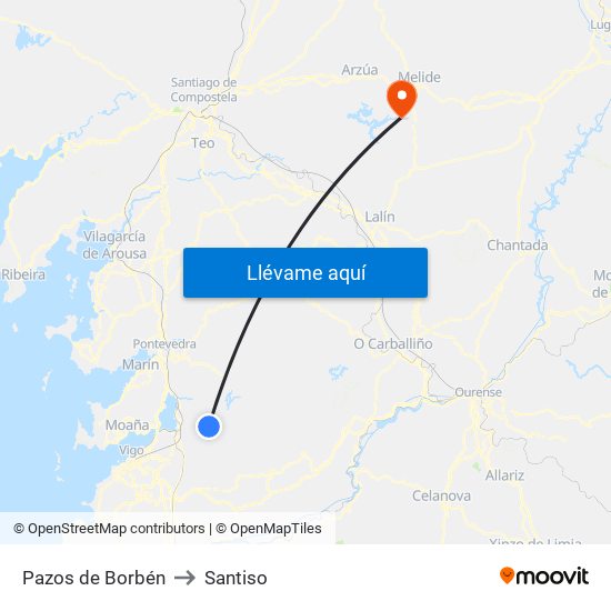 Pazos de Borbén to Santiso map