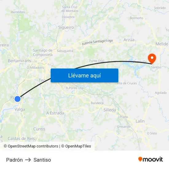 Padrón to Santiso map