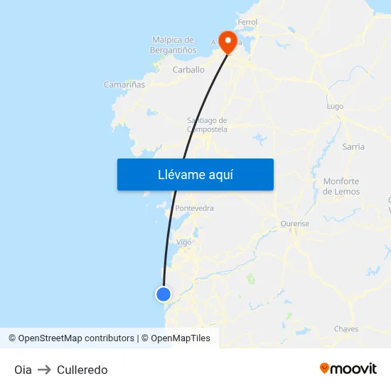Oia to Culleredo map