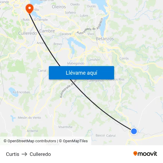 Curtis to Culleredo map