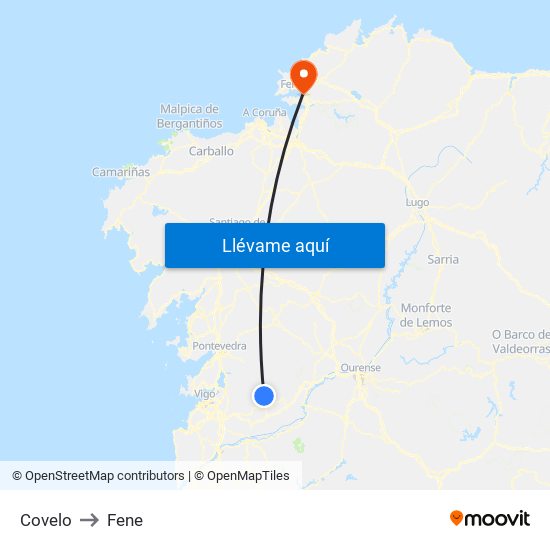 Covelo to Fene map