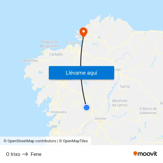 O Irixo to Fene map