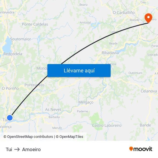 Tui to Amoeiro map