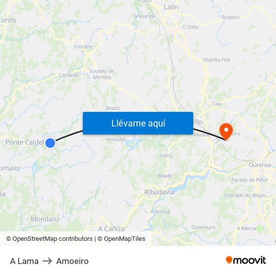 A Lama to Amoeiro map