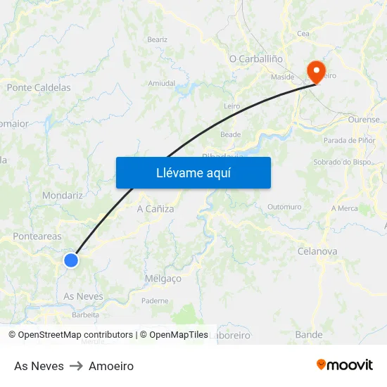 As Neves to Amoeiro map