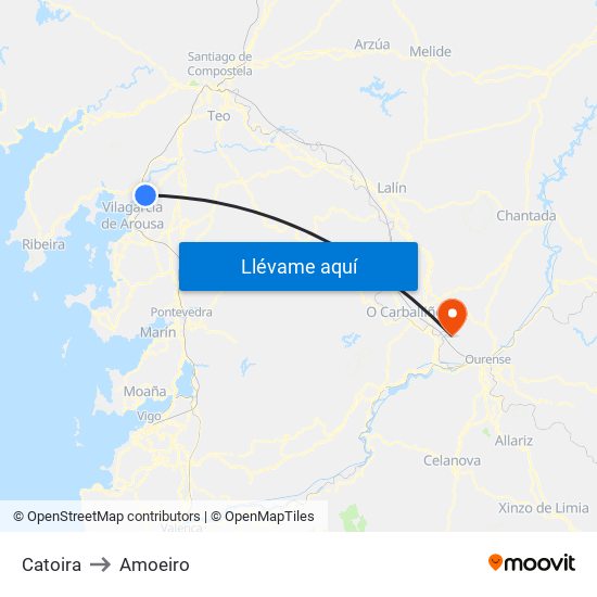 Catoira to Amoeiro map
