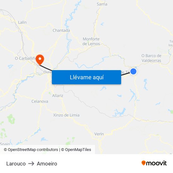 Larouco to Amoeiro map