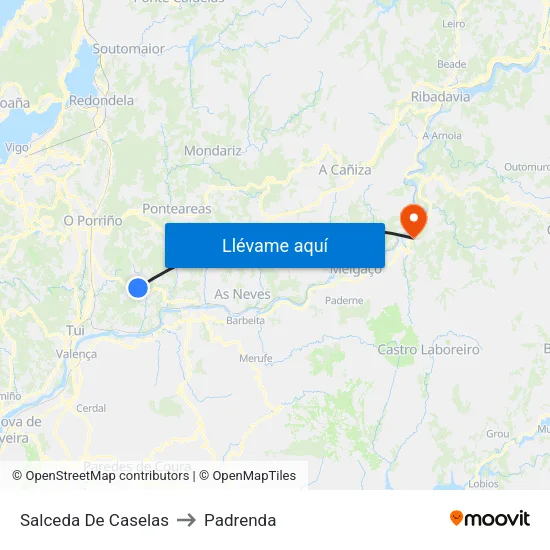 Salceda De Caselas to Padrenda map
