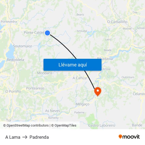A Lama to Padrenda map