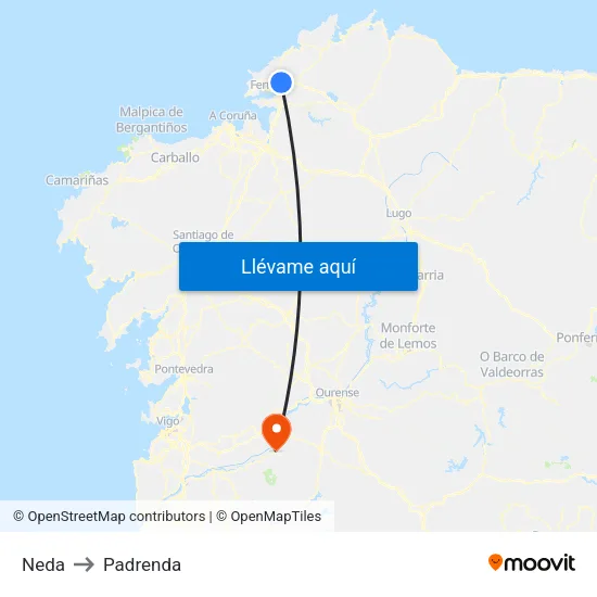 Neda to Padrenda map