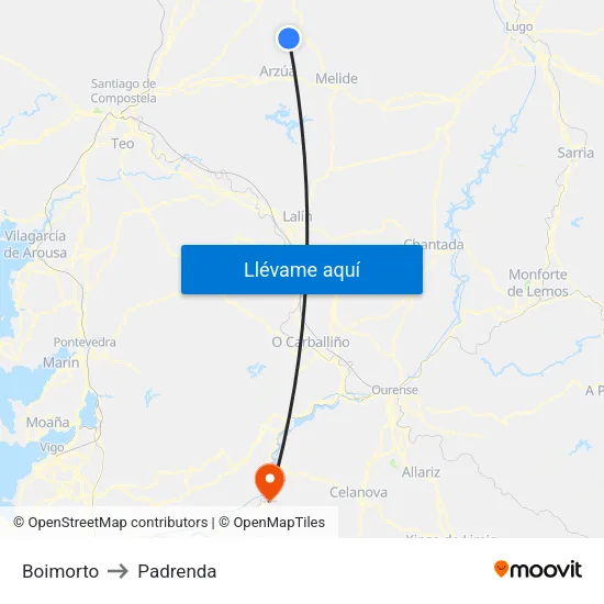 Boimorto to Padrenda map