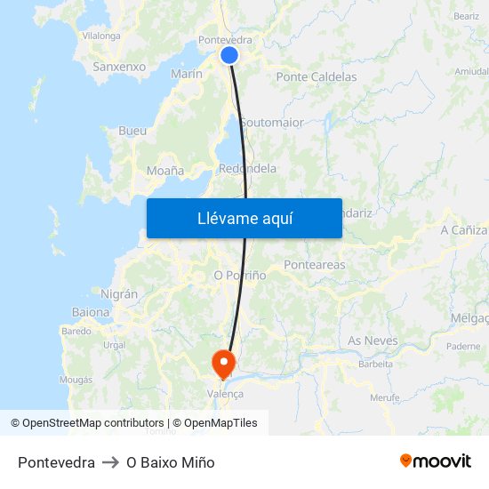 Pontevedra to O Baixo Miño map