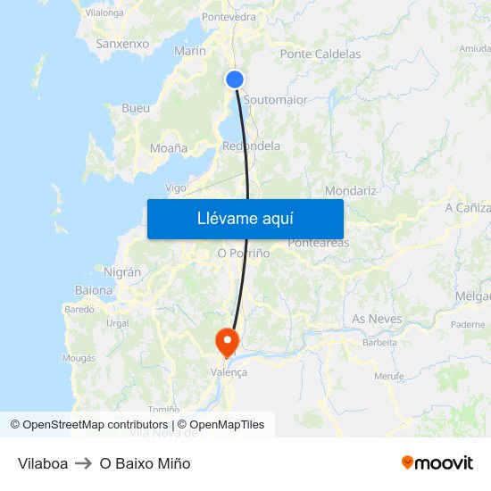 Vilaboa to O Baixo Miño map