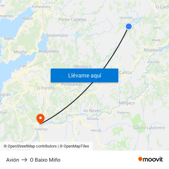 Avión to O Baixo Miño map