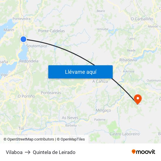 Vilaboa to Quintela de Leirado map