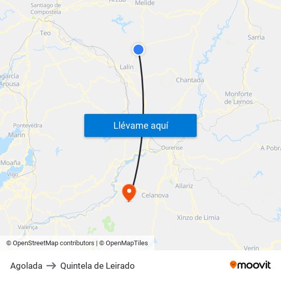 Agolada to Quintela de Leirado map