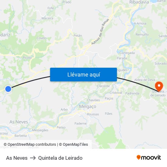 As Neves to Quintela de Leirado map