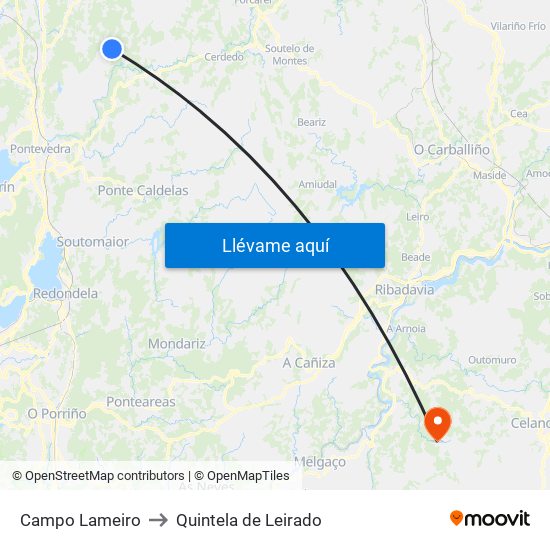 Campo Lameiro to Quintela de Leirado map
