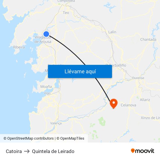 Catoira to Quintela de Leirado map