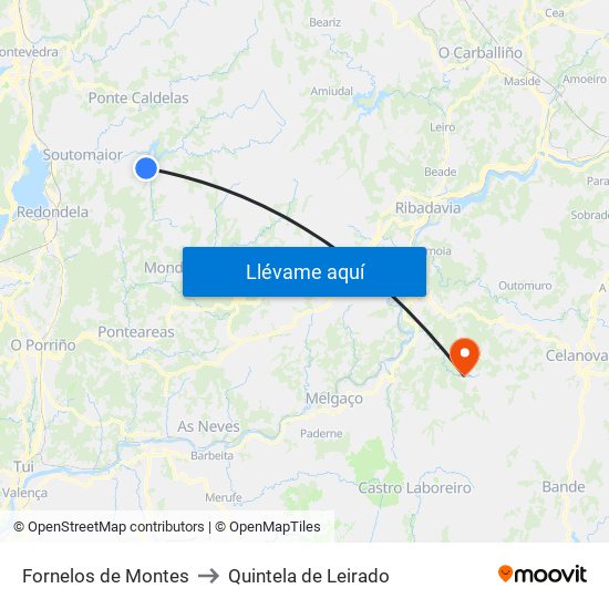 Fornelos de Montes to Quintela de Leirado map