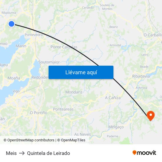 Meis to Quintela de Leirado map