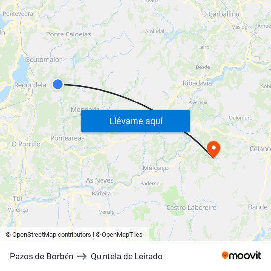 Pazos de Borbén to Quintela de Leirado map