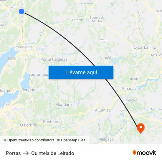 Portas to Quintela de Leirado map