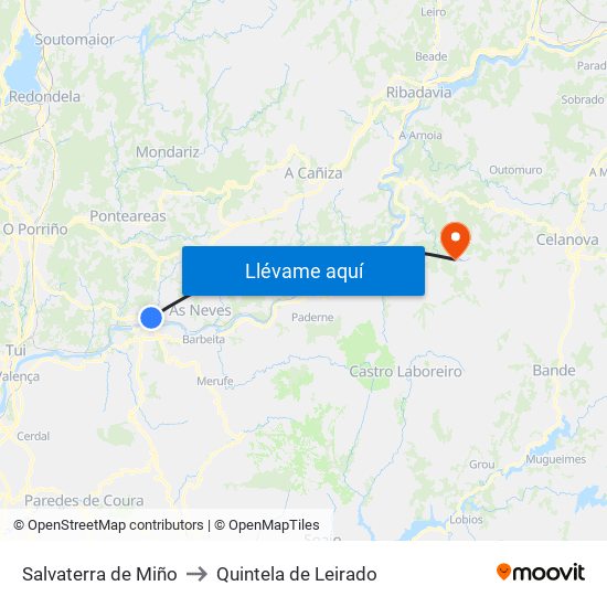 Salvaterra de Miño to Quintela de Leirado map
