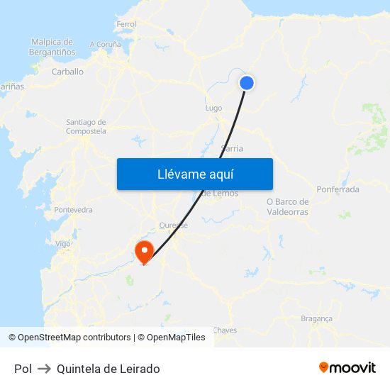 Pol to Quintela de Leirado map