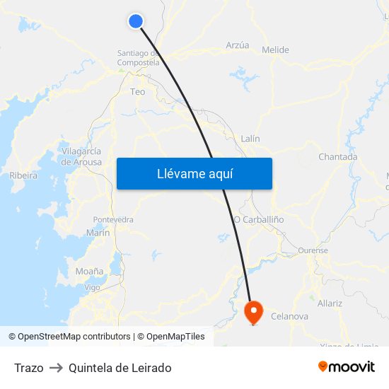 Trazo to Quintela de Leirado map